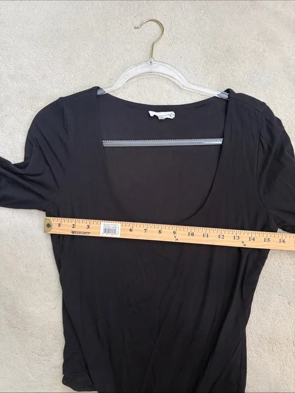Good American Scoop Neck Long Sleeve Black Bodysuit Size 3 (Large) - Image 6