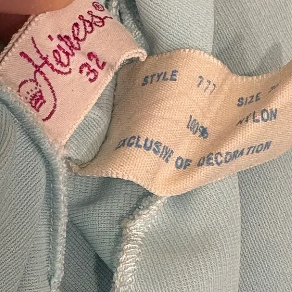 VTG 60s Heiress Light Blue Floral Embroidered Mesh Overlay Nightgown Dress XS - Image 12