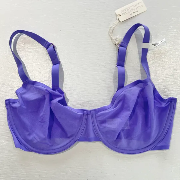 New Aerie SMOOTHEZ Mesh Unlined Underwire Balconette Bra Purple Size 34DDD - Image 3