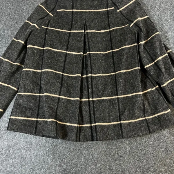 Zara Basic Womens Grey Plaid Wool Blend Swing Coat Jacket Size S Pleated Back - Image 11