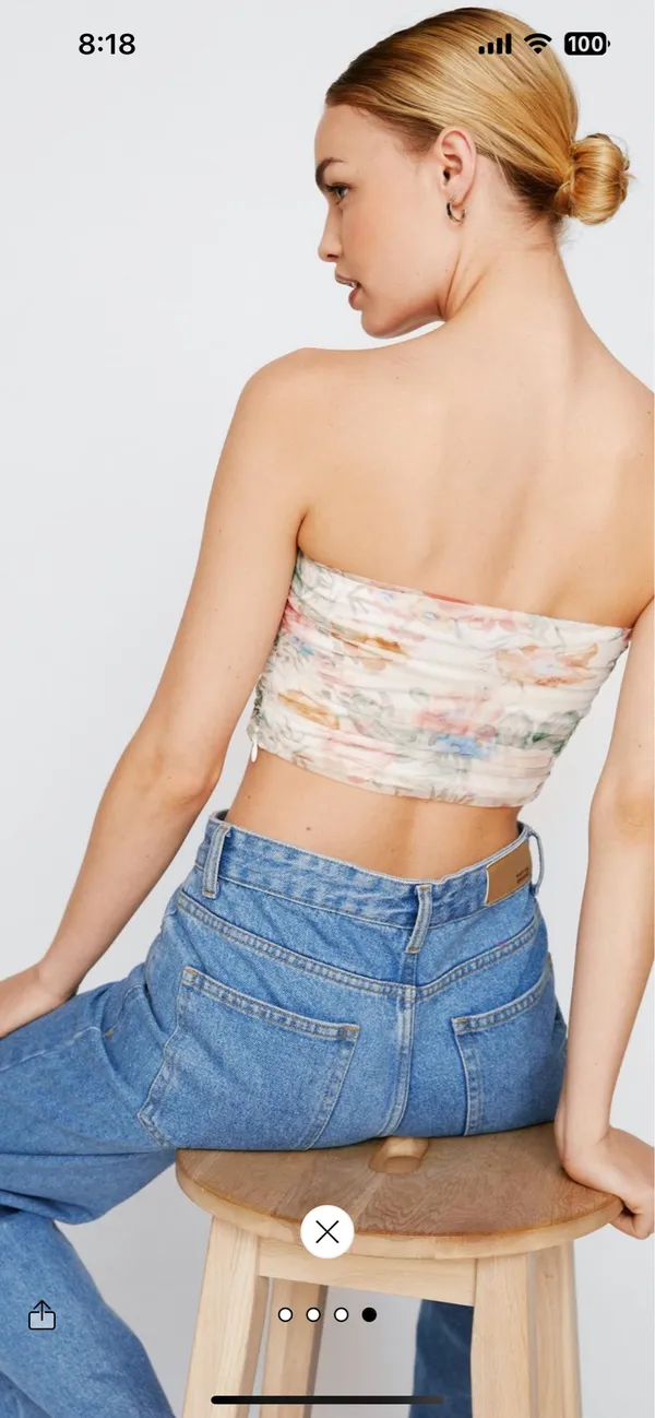 Nasty Gal Floral Ruched Strapless Corset Top - Image 3