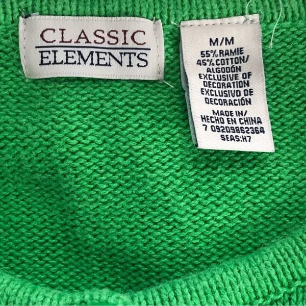 Classic Elements Vintage 90s Christmas Cardigan Green Embellished Holiday Sweater Grandma Core M - Image 4