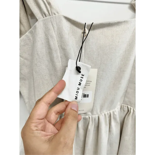 MIOU MUSE Dress‎ Size Small Bow Tie A-Line Mini Linen Blend New - Image 10