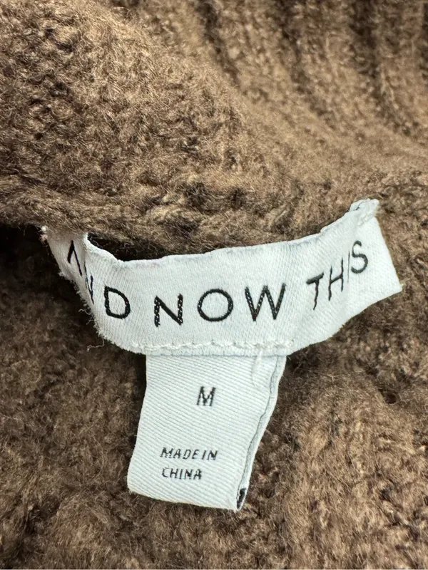 And Now This Brown Cable Knit Mock Neck Sweater Women’s Medium - Image 2