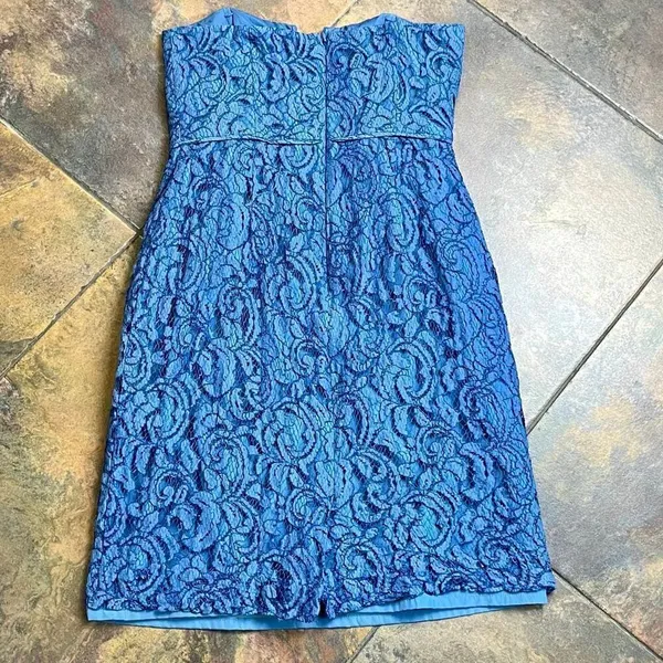 J. Crew Blue Lace Strapless Sweetheart Mini Dress 6 - Image 13