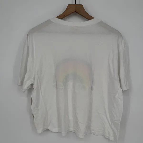 Bloomies Rainbow Graphic T-Shirt White‎ Short Sleeve Top Made in USA Women's M - Image 8