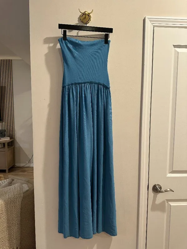 SOLID & STRIPED The Strapless Soglio Dress in French Blue Size Small - Image 4