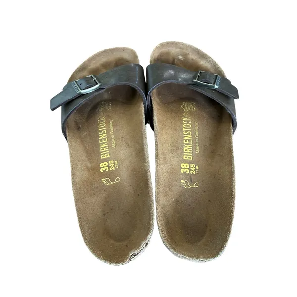 Birkenstock Madrid Metallic Anthracite Birko-Flor Slide Sandals 38/ 7-7.5 Narrow - Image 3