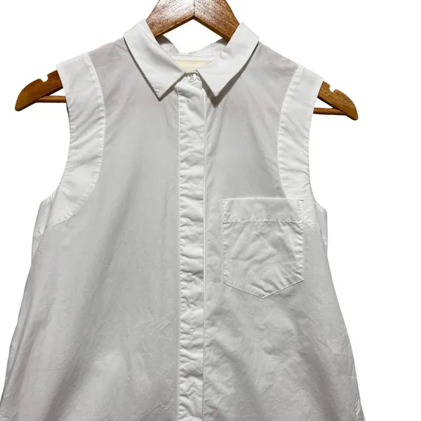 Maeve Women Minimalist Preppy Tunic Top 4 White Classic Button Front Parisian - Image 3
