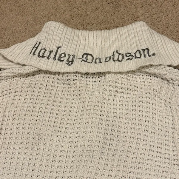 Harley Davidson Women’s Zip Up Sweater Size Medium Y2K Chunky Knit Pullover - Image 10