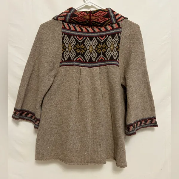 Free‎ People Tan Wool Blend Aztec Cardigan Size Small - Image 7