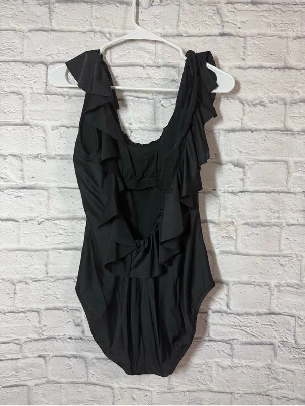 J. Crew NWT Black Ruffle One-Piece Swimsuit, size 10 - Image 2