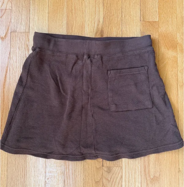 Brandy Melville Brown Waffle Skirt Adjustable Drawstring - Image 4
