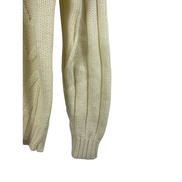 Ivory Knit Sweater Women’s Small Cream Aran Style Old Money Preppy - Image 4