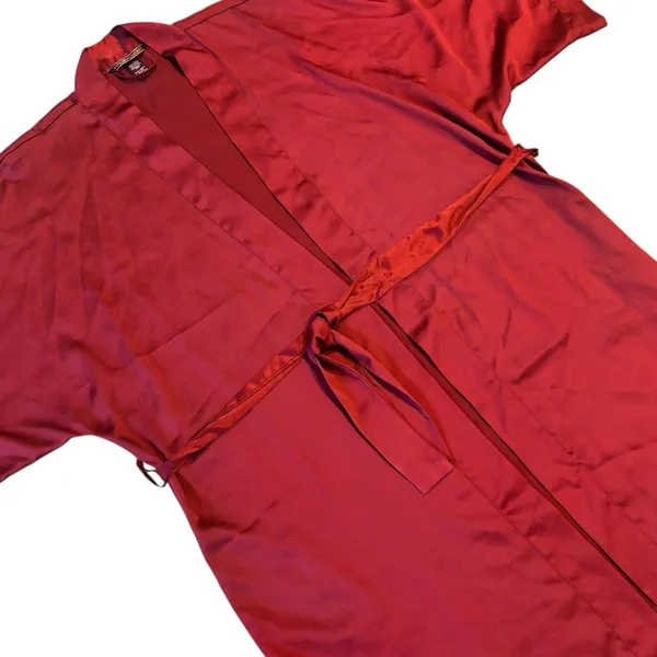 VICTORIA'S SECRET Kimono Robe Silky Satin Belt Pockets Interior‎ Tie Red Sz XS/S - Image 3