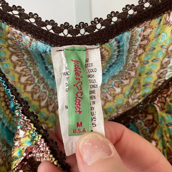 VTG Julie's Closet M‎ Multicolor Y2K Fairy 90s Maxi Skirt Lace Trim Boho Cottage - Image 5