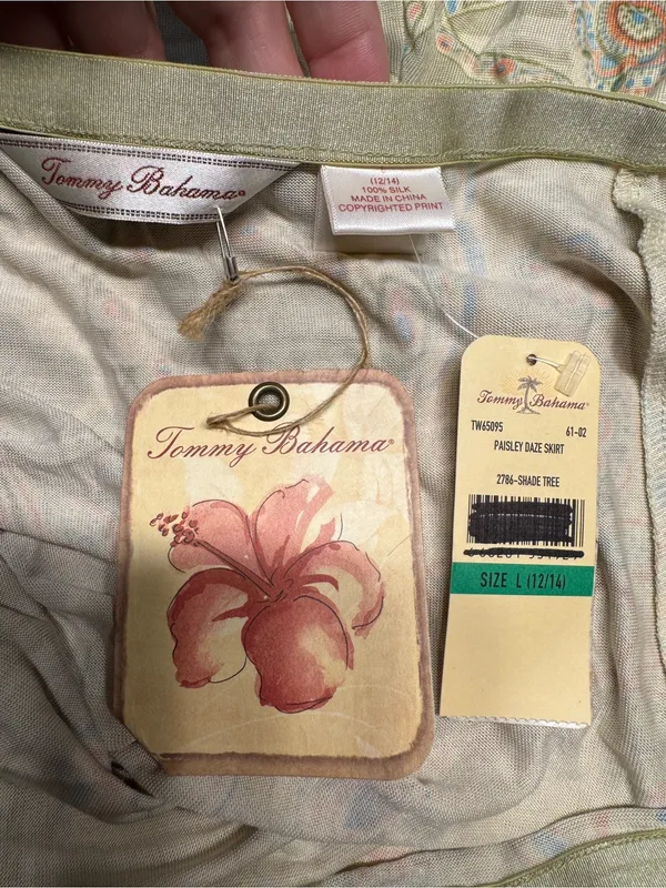 New Women Lg 12/14 Tommy Bahama‎ Floral 100% Silk Skirt - Image 4
