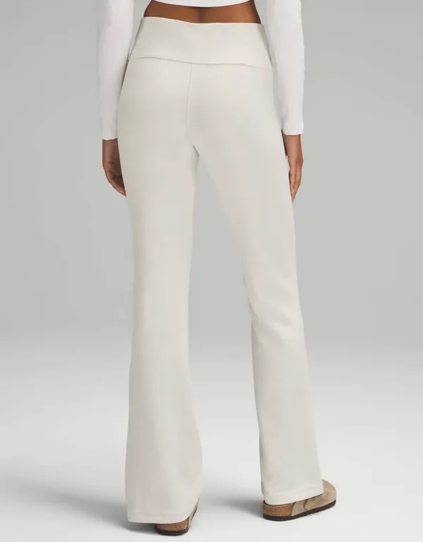 Lululemon Brushed Softstreme Ribbed Zip Flared Pant 32.5" Bone 8 - Image 7