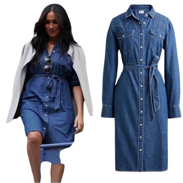 J.CREW Denim shirtdress with tie belt Size 6 - Image 3
