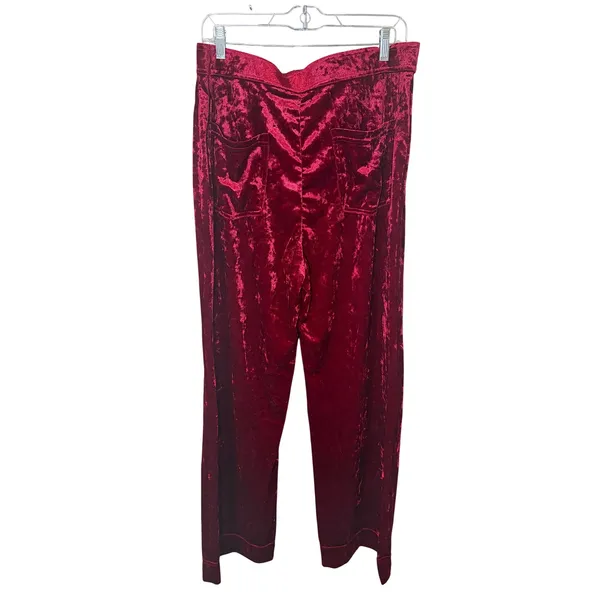 Halara NWT High Waisted Button Straight Leg Casual Pants Velvet Burgundy Size XL - Image 4