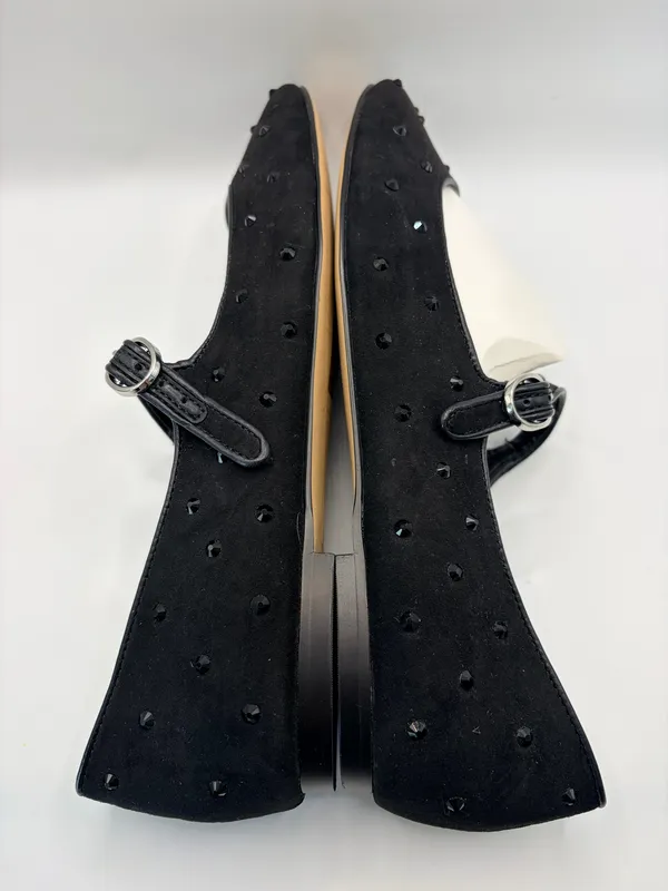 J.Crew Black Studded Mary Jane Ballet Flats Rhinestone Goth Coquette Punk Chic Size 8 - Image 7