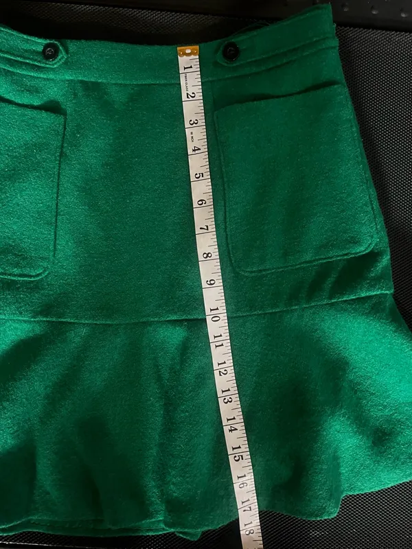 Anthropologie Maeve Kelly Green Wool Blend Flounce Hem Mini Skirt. Size 0P - Image 10