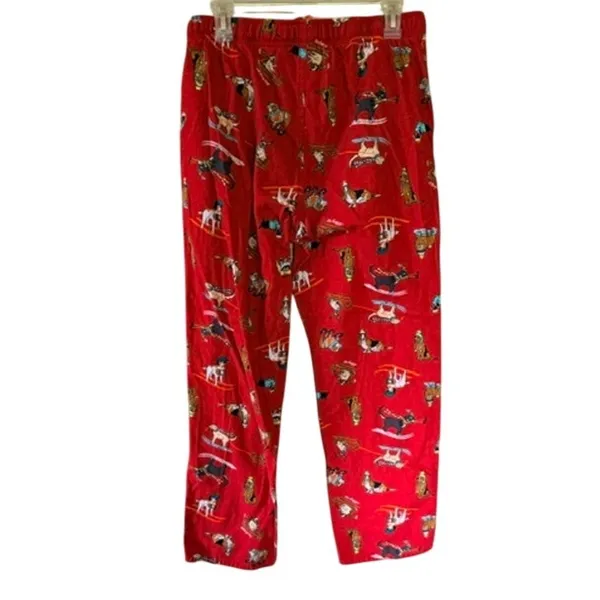 Old Navy Women’s Red Dog Print Pajama Set Button Front Shirt Pants Size Medium - Image 10
