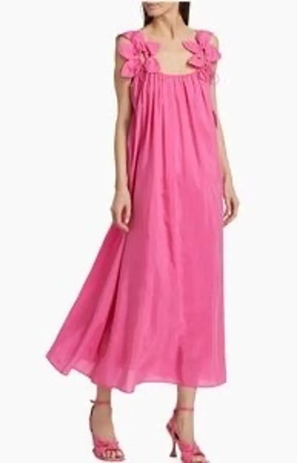 NWT Farm Rio Sleeveless Floral Straps Midi Dress in Pink sz L - Image 9