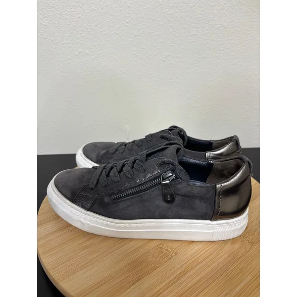 Paul Green Toby Low Top Sneakers Women's 5 Charcoal Grey Suede Metallic‎ Shoes - Image 5