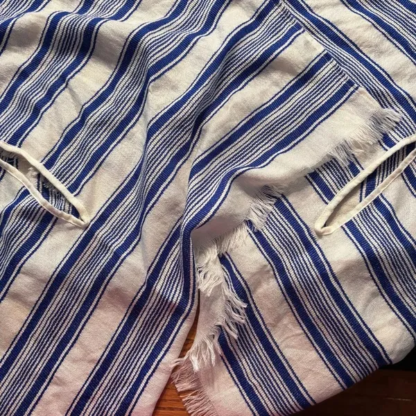 J Crew Wrap Shawl, Blue and White Stripes, Women's One size Boho‎ Peasant - Image 3