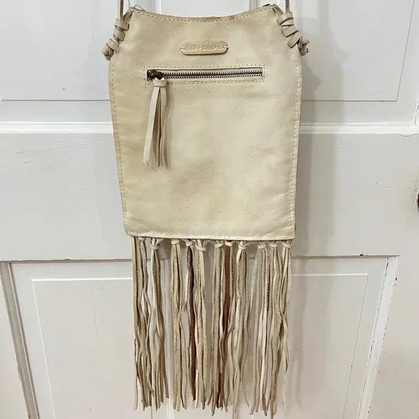 Lucky Brand Fringed Macrame Leather Crossbody‎ Bag Boho Western Festival Hippie - Image 6