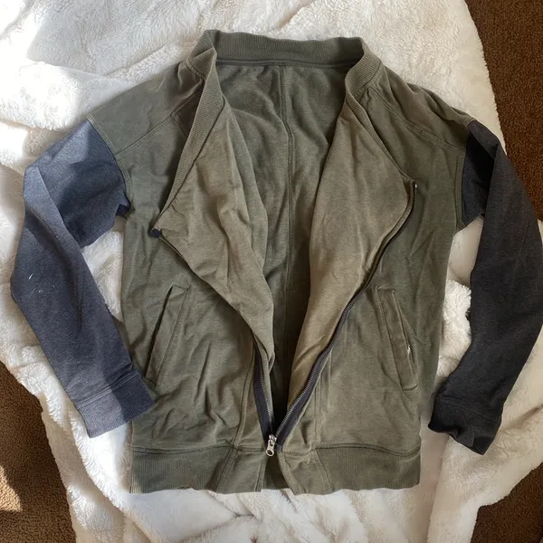Lululemon olive green asymmetrical zip up - Image 2