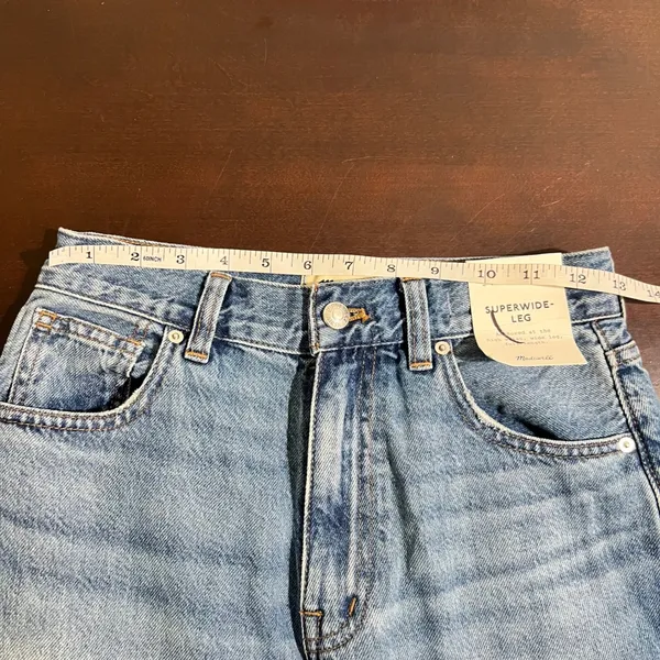 NWT Madewell Superwide Leg Jeans Fannin Wash Rigid Denim Cuffs High Rise - Image 11