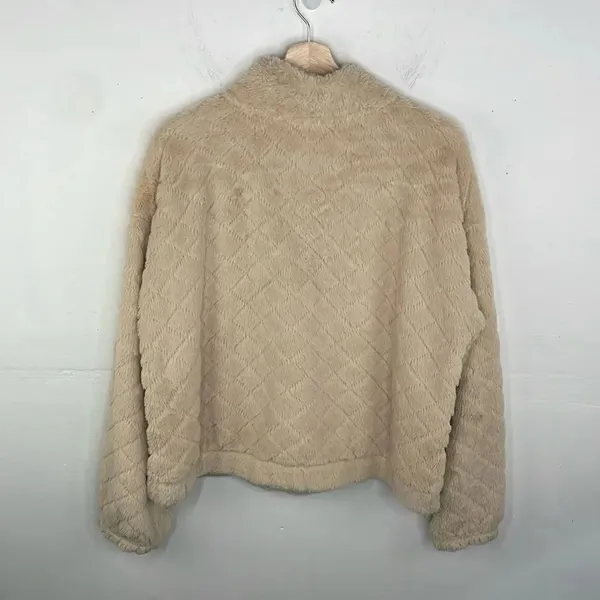 No Boundaries Faux Fur Pullover Sweatshirt Long Sleeve 1/2 zipper XXL - Image 9