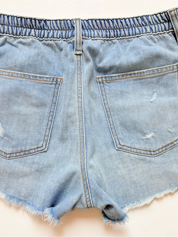 aerie Daydream Light Blue Distressed Denim Shorts - Image 3