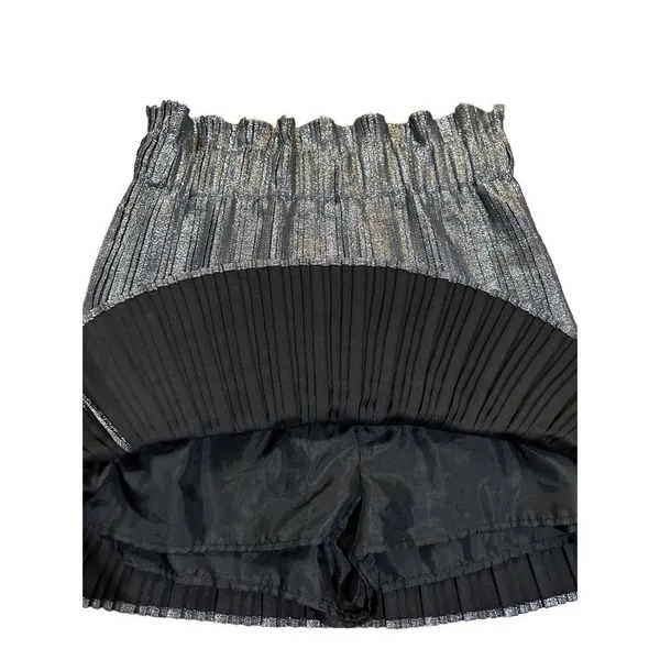 Zara Pleated metallic‎ pewter silver skort sz M - Image 4