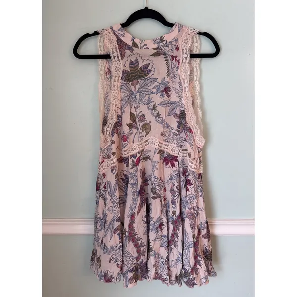 FREE PEOPLE SHE MOVES CHEMISE HIGH NECK‎ SLEEVELESS MINI Size S Pink - Image 2