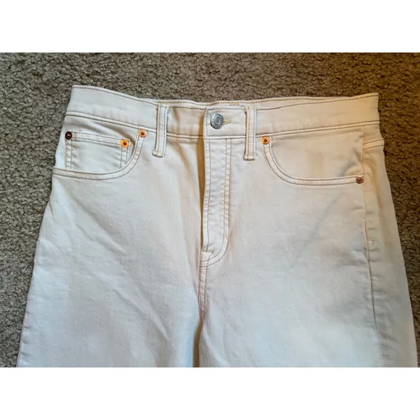 Gap 1969 Denim Womens High Rise Wide Leg Jeans Off White Cream‎ Size 8/29 - Image 3