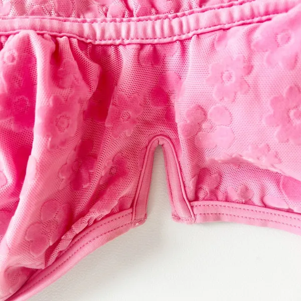 PINK Victorias Secret Womens Coquette Flocked Floral Mesh V-Notch Bralette M‎ - Image 2