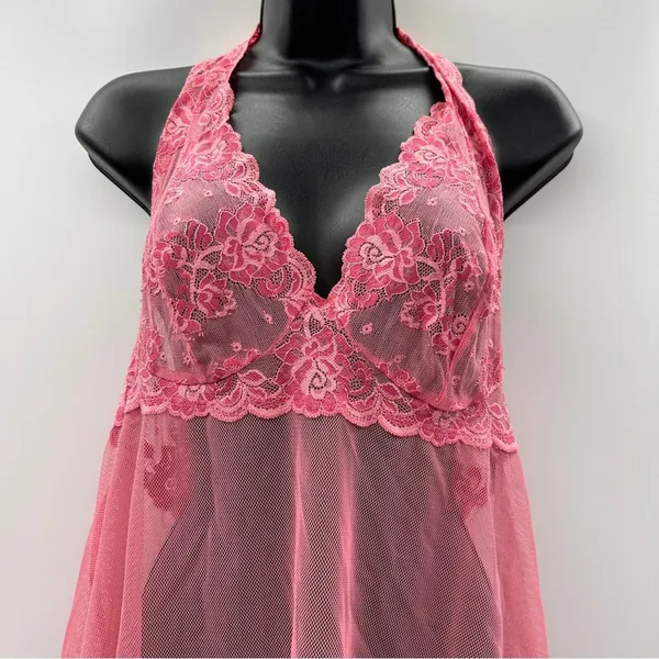 Victoria's Secret Lace‎ Slip Dress Pink Embroidered Lingerie Y2K Babydoll Large - Image 4