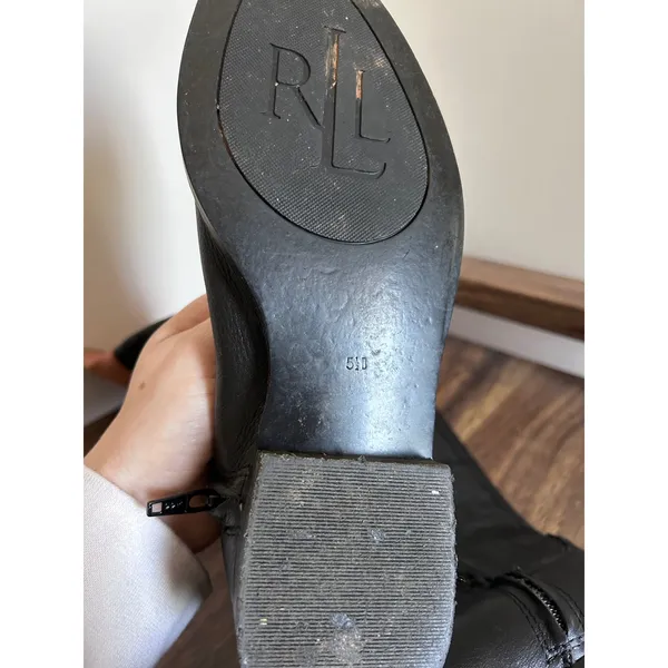 Lauren‎ Ralph Lauren Black Brown Leather Riding Boots Two Tone Tall 5.5 B - Image 7