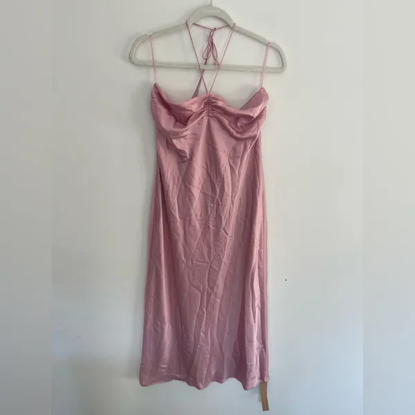 NWT Reformation Velora Satin Maxi Dress pale pink size Large - Image 4