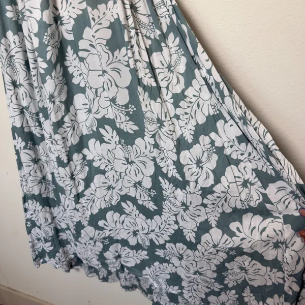 Mikoh Women Maxi Dress XS/S Green White‎ Tropical Hibiscus Halter Backless 1 - Image 3