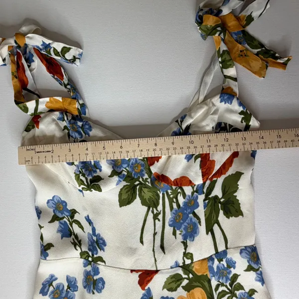 Reformation Niara Floral Print Crepe Mini Dress Size 8 Cottage Romantic Coquette - Image 12