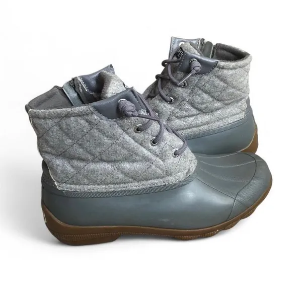 Sperry Women's Size 7.5 Gray Rain Short Boots Booties Gray Quilted Short. - Image 2