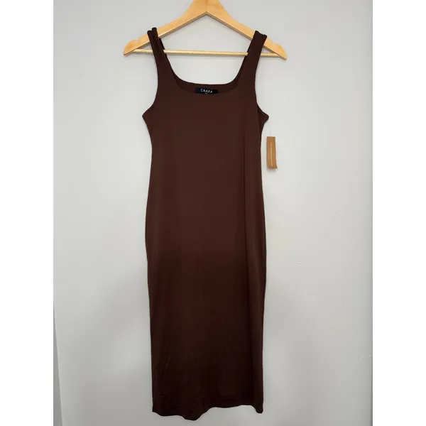 CAARA Contouring Tank Midi Chocolate Brown Shaping Stretchy Midi Medium - Image 2