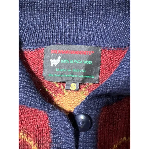 Bolivian Handknits Alpaca Wool Cardigan Small Floral Handmade Sweater - Image 2