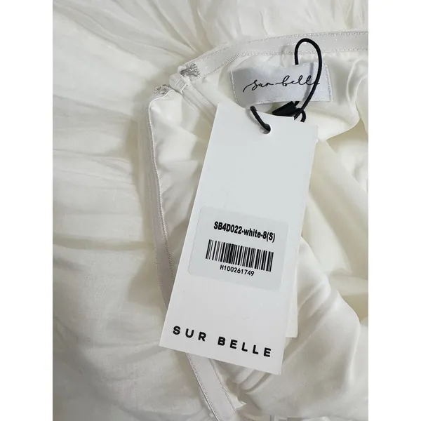 Sur Belle White Strapless Twist Front Bubble Hem Mini Dress NWT Size 4 - Image 5