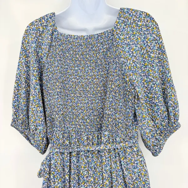 Old Navy Floral Maxi Wrap Dress Sz L Boho Peasant Cottage Ditsy Floral Romantic - Image 6