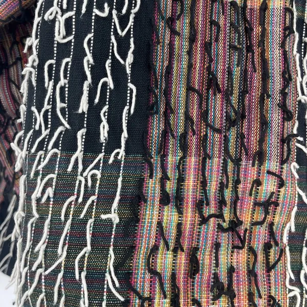 Silver Stream Textured Womens Shacket XL Artsy Lagenlook Boho Y2K Patchwork - Image 8